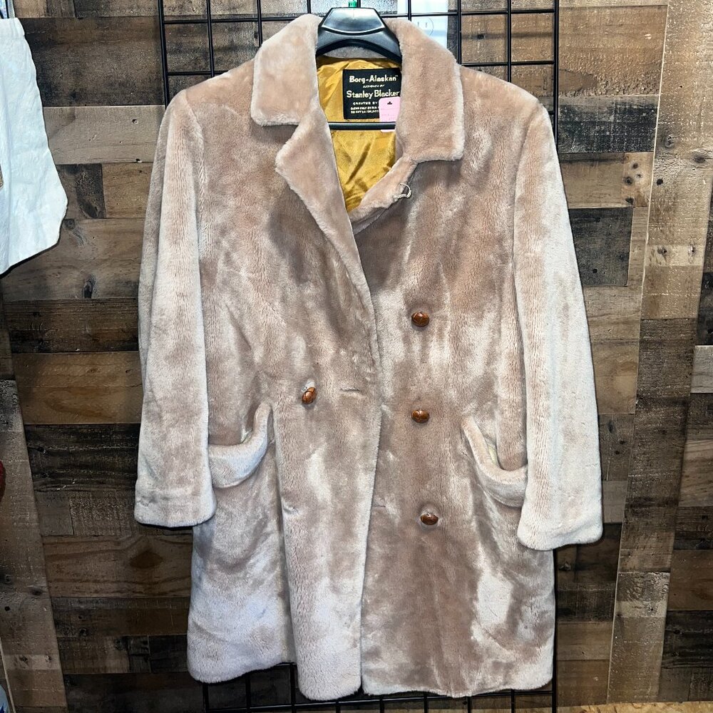 Vintage Borg-Alaskan Thick Faux Fur Trench Coat